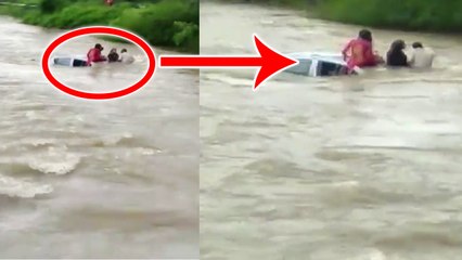 Maharashtra Flood में जब कार समते फंस गया परिवार, फिर देखिए कैसे बची जान