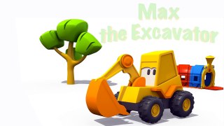 Excavator Max and Surprise Egg. Police scooter.