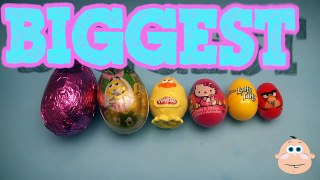 Surprise Eggs Learn Sizes from Smallest to Biggest! Opening Eggs filled with Play Doh Cand