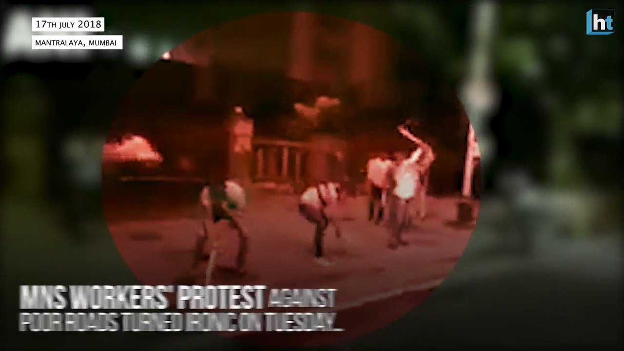 Watch: Angry MNS workers break roads to protest broken roads