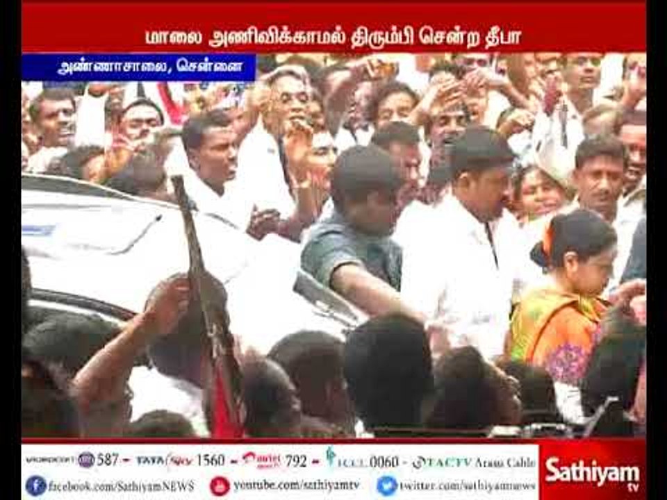 Dinakaran supporters conflict with Deepa supporters while offering garland to Anna statue