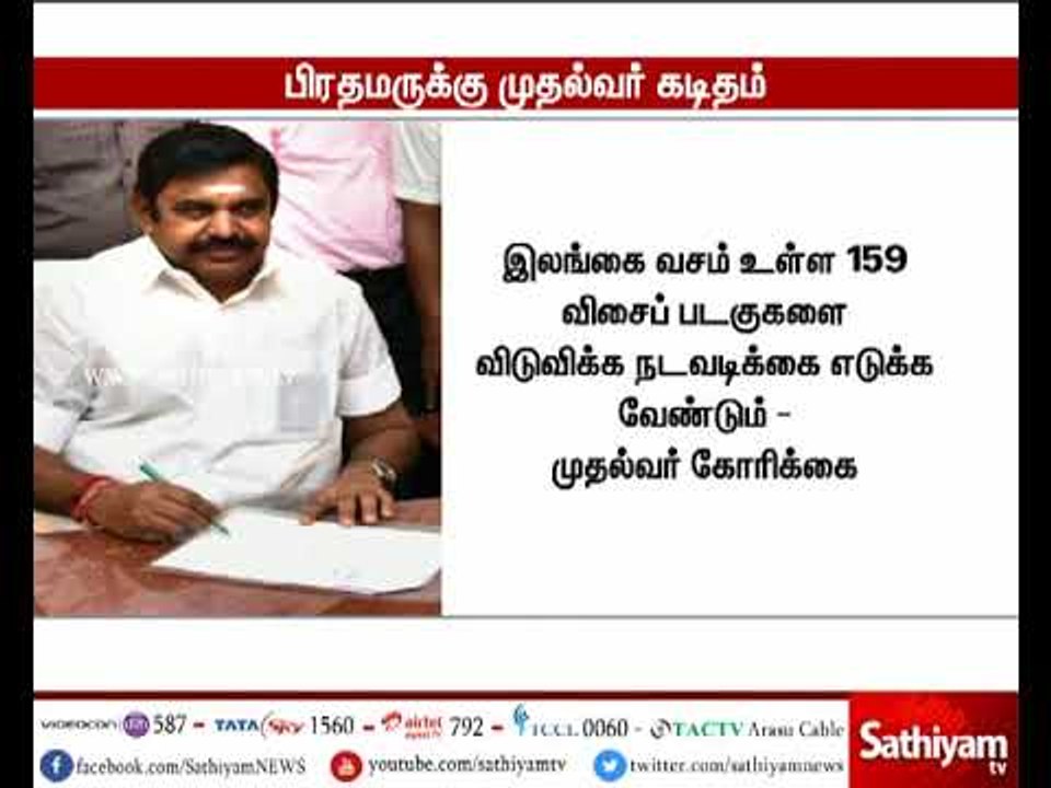 பிரதமர் மோடிக்கு முதலமைச்சர் பழனிசாமி கடிதம்