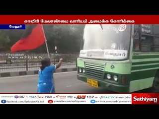 மத்திய மாநில அரசுகளை கண்டித்து தன்னந்தனியாக பெண் சாலை மறியல்