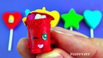 Learn Colors with Play Doh Lollipop Hearts and Stars Surprise Toys Minions Shopkins Hello