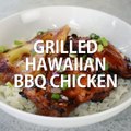 A tropical sesame-soy BBQ marinade sweetened with pineapple juice is the basis for this tender GRILLED HAWAIIAN BBQ CHICKEN. Serve over rice with grilled pineap