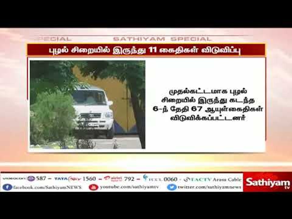 எம்.ஜி.ஆர் நூற்றாண்டு விழாவை ஒட்டி 4-ஆம் கட்டமாக புழல் சிறையில் இருந்து 11 கைதிகள் விடுதலை