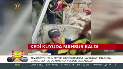 Yavru kedi kuyuda mahsur kaldı