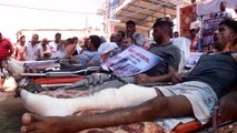 Gazzeli hastaların ve sağlık çalışanlarının 'sedyeli' abluka eylemi - GAZZE