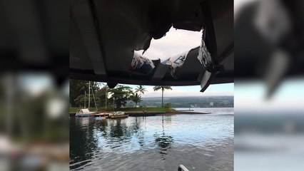 "Bomba de lava" impacta en barco en Hawái