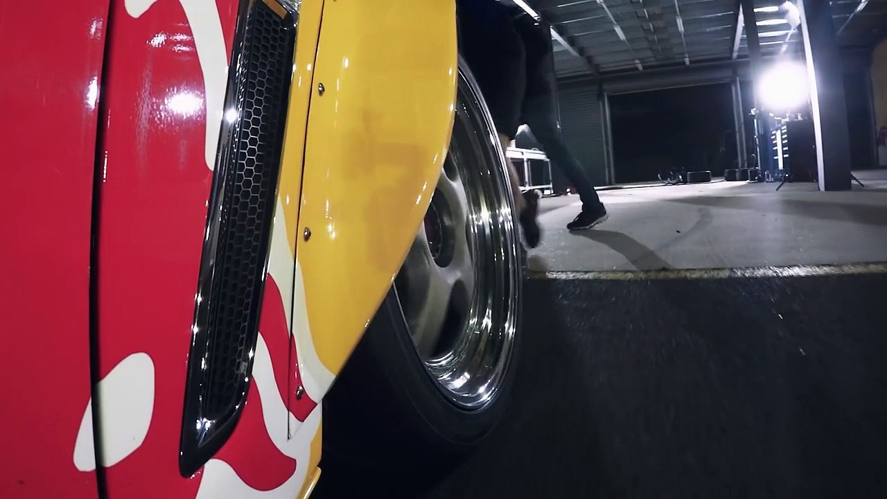 Shane van Gisbergen drifts a custom VF Holden Commodore Supercar