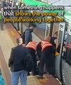 This man is stuck between a train and the platform - when somethings happens that shows the power of people working together. Feel free to pass this on ❤️