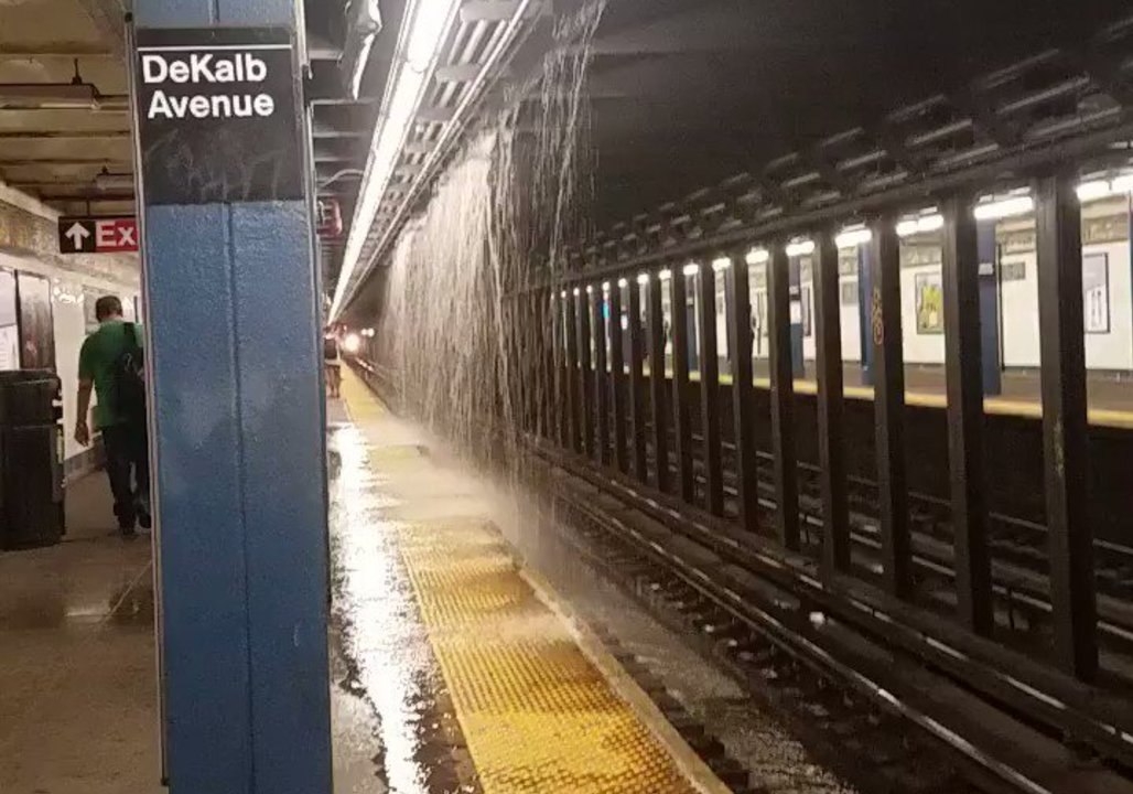 'Train Station Waterfall' Forms as Flooding Hits New York Subway ...