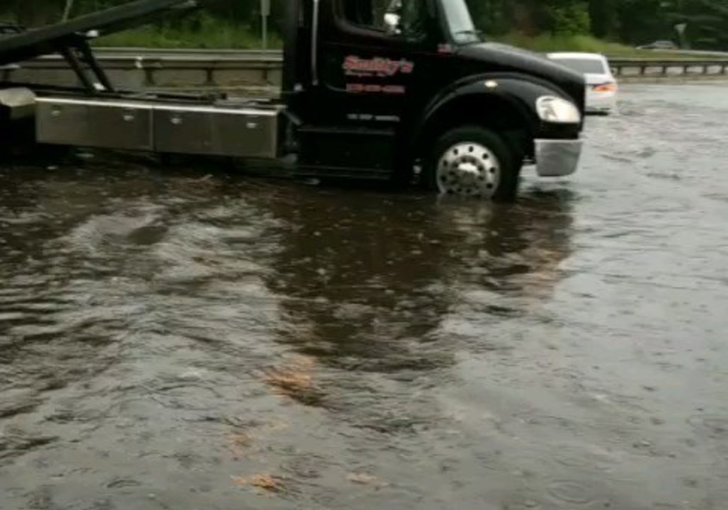 Cars Submerged by Floodwaters in Framingham, Massachusetts