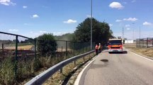 Feu de champ à Spy, le long de la E42