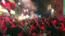 Russia v Croatia:Croatian fans celebrating Croatia's win over Russia in World Cup 2018 Quarter Final
