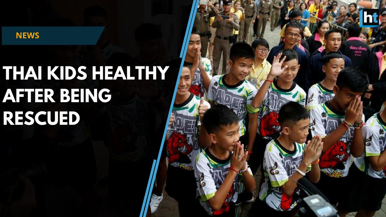 Rescued Thai boys showcase football skills in first appearance