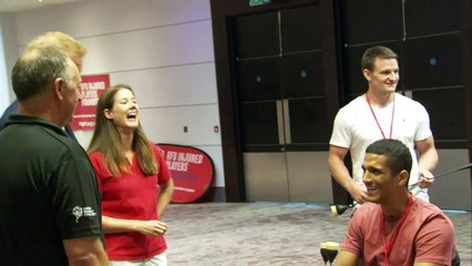 Prince Harry fist bumps RFU injured player at annual forum