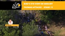 Vue aérienne sur le sprint de Geraint Thomas / Bird's eye view on Thomas attacks - Étape 11 / Stage 11 - Tour de France 2018