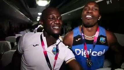 west indies dancing champion at night in bus