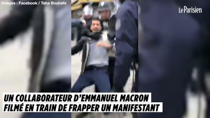 Un collaborateur d'Emmanuel Macron filmé en train de frapper un manifestant
