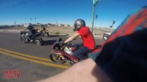 STREET BIKE VS POLICE Chase Motorcycle Stunts Riding Wheelies While Chased By Cops 2016
