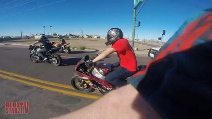 STREET BIKE VS POLICE Chase Motorcycle Stunts Riding Wheelies While Chased By Cops 2016
