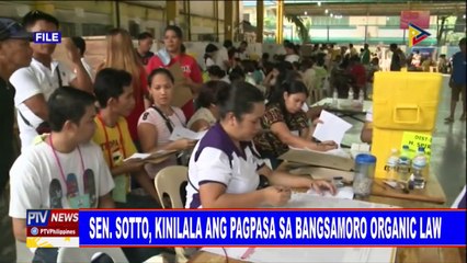 Sen. Sotto, kinilala ang pagpasa sa Bangsamoro Organic Law
