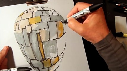 How to Draw a Realistic Stone Ball - 3D Levitating Sphere