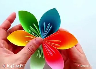 Easy & Beautiful Paper Flower Craft via: Origami Cat, youtube.com/channel/UCxyKTZwR_qwxVIWmWzmu4-w/