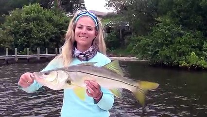 Girl Fishing for MONSTER Snook in Florida GoPro Video