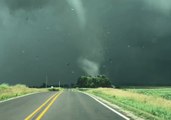 Debris Flies From Tornado Touch Down Near  Valeria, Iowa