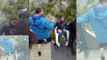 Scherzo Bunjee jumping con sedia in un canyon in Nuova Zelanda - Notizie.it