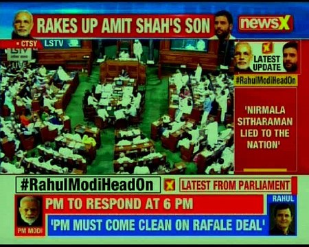 Congress President Rahul Gandhi speaking during no-confidence motion debate in Lok Sabha
