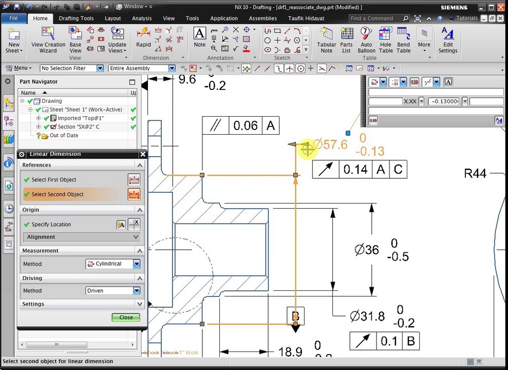 NX 2D Drafting : Edit associativity to model geometry