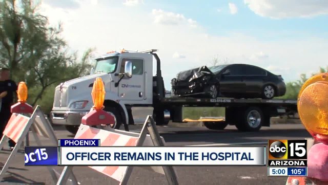 Phoenix officer critically injured in crash recovering in the hospital