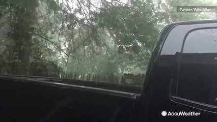 Strong winds from severe storm causes transformer to spark