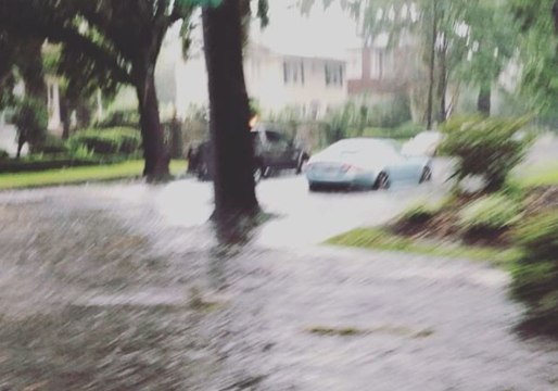 Motorists Drive Through Flooded Streets in Savannah, Georgia