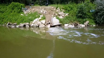 OSB’nin atık suları ile kirlenen Sakarya Nehri havadan görüntülendi