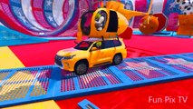 Fun Learn Colors Helicopter & SUV Cars w Bus Spiderman Cartoon for kids babies