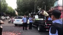 Furious fruit seller smashes watermelons to avoid punishment