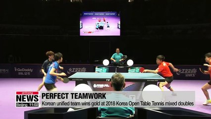 Video herunterladen: Korean unified team wins gold at 2018 Korea Open Table Tennis mixed doubles