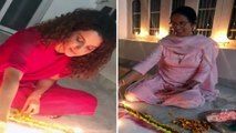 Pics Kangana and sister Rangoli celebrate Diwali with mother Asha Ranaut in Himacha-Famous Bollywood
