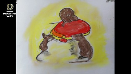 How to draw a Rat step by step with soft pastels for kids ( 130 )