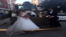 Gelin ve Damat Salona Kepçeyle Gitti...görenler Şaşkına Döndü