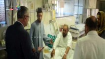 محافظ المنيا يزور حالتين من مصابى حادث الشرفا بمسشتفى التأمين الصحى