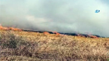 Silivri'de korkutan anız yangını- Rüzgarında etkisiyle büyüyen alevler, yerleşim yerlerine yöneldi