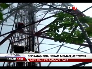 Masalah Rumah Tangga, Pria Ini Ajak Sang Anak Panjat Tower