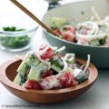 Creamy Cucumber Tomato Salad!Full recipe here: