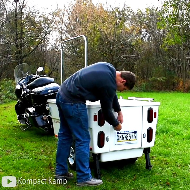 Une mini caravane tirée par une moto... Parfait pour le camping - Vidéo  Dailymotion