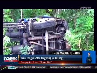 Truk Tangki Solar di Trenggalek Terguling ke Jurang